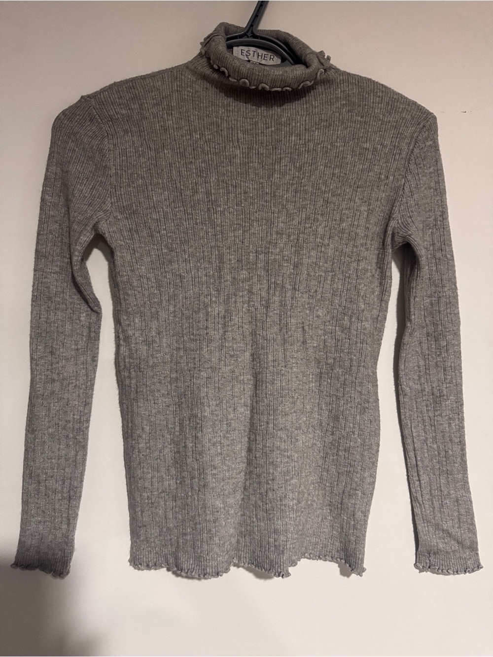 Esther Slim Ribbed Gray Turtleneck Sweater
